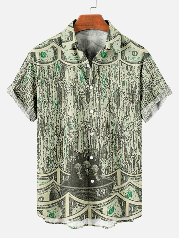 Men's Dollar Pattern Art Short Sleeve Shirt