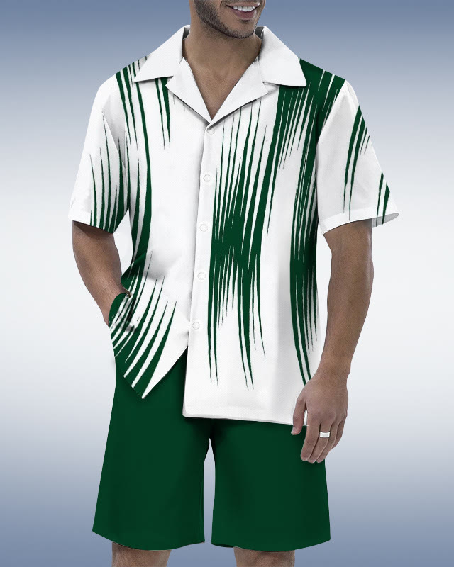 Suitmens Men's Abstract Phantom Print Shirt Set  0285