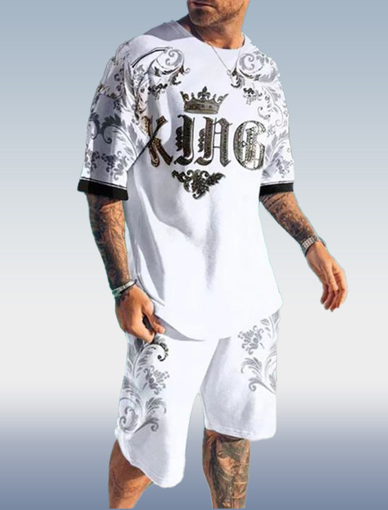 Suitmens Men's King Print Shorts Suit