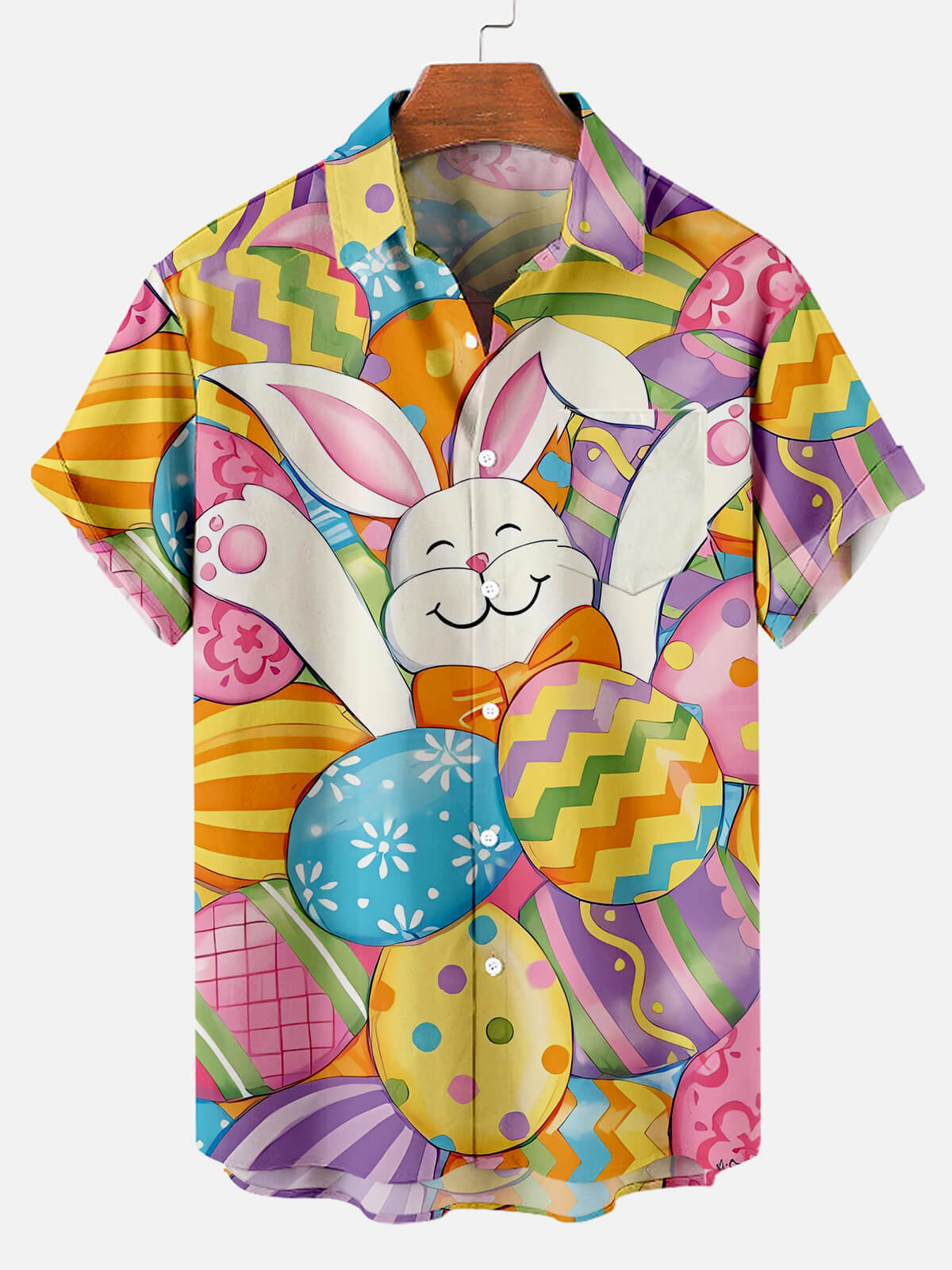 Easter Bunny Egg Fun Cute Colorful Men's Short Sleeve Shirt