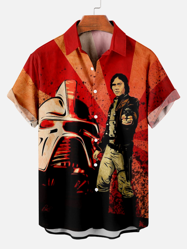 Reggae music skull pattern vacation casual short sleeved shirt