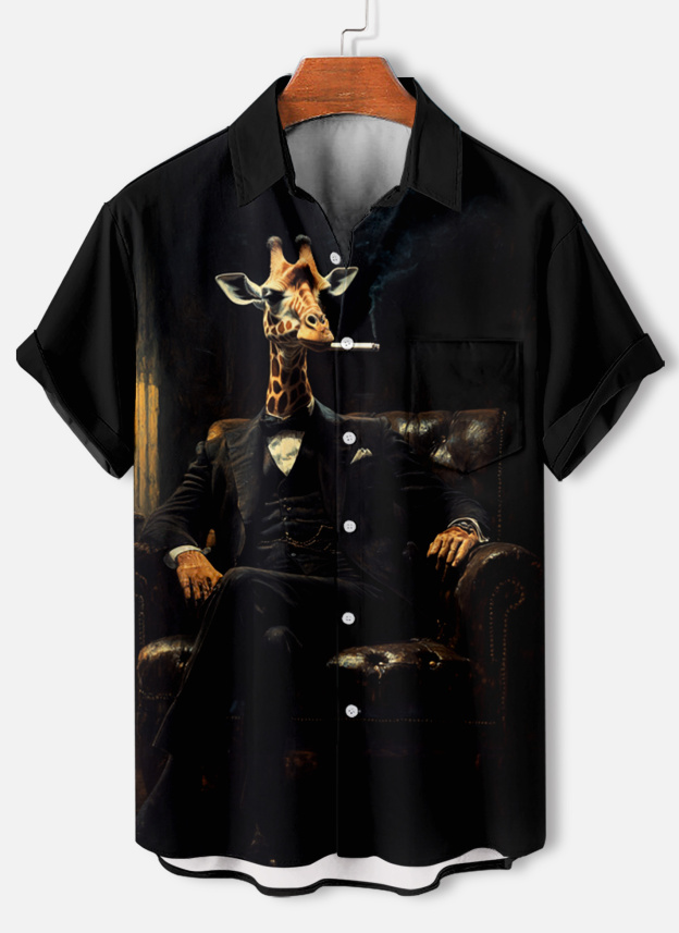 Men's Classic Movie Godfather Animal Fun Graphic Short Sleeve Shirt