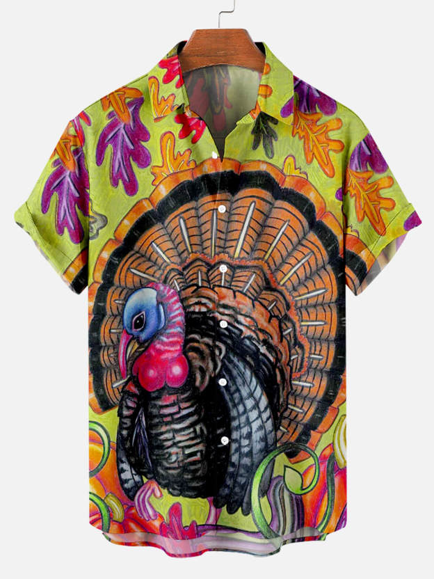 Men's Thanksgiving Day Print Short Sleeve Shirt
