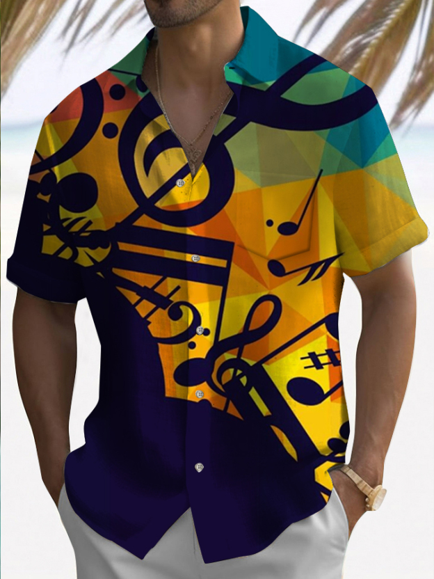 Stylish Blue Print Cotton Linen Shirt