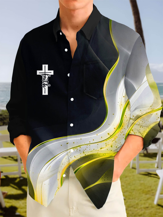 Men's business casual long sleeve shirt