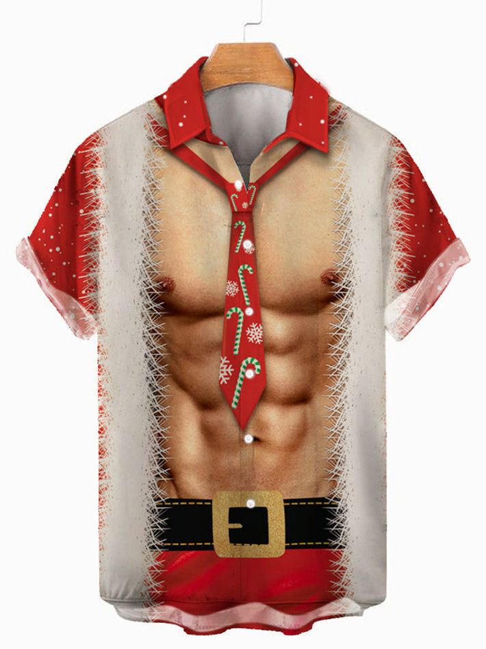 Christmas Muscle Santa Men's Short Sleeve Shirt
