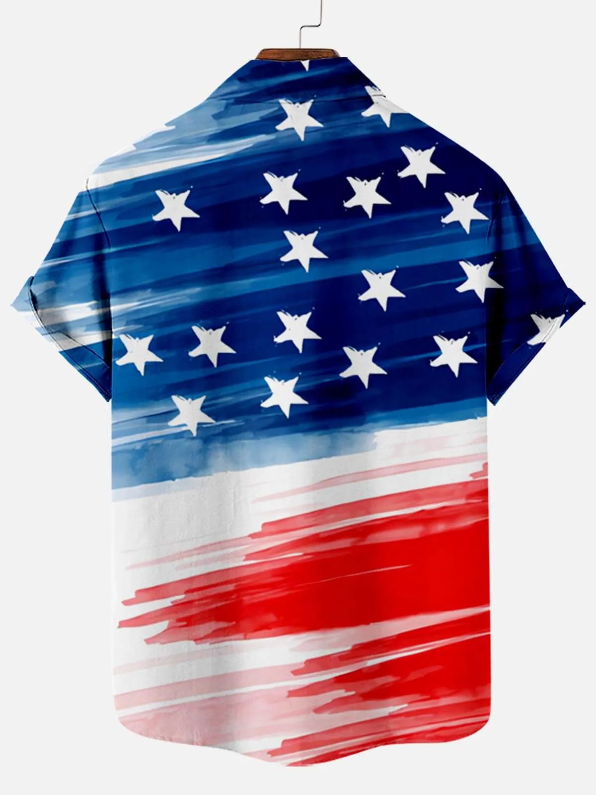 Independence Day Striped Star Tie Dye Men's Short Sleeve Shirt