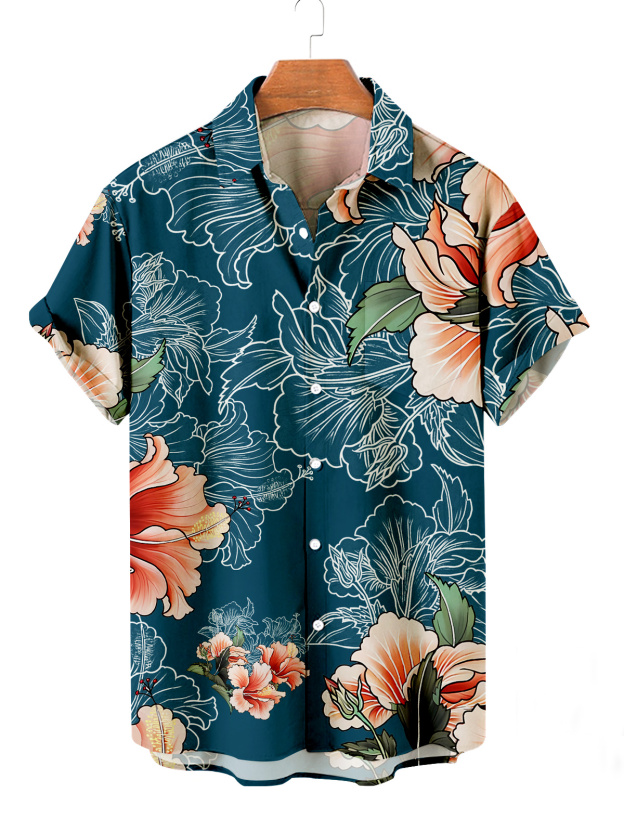 MEN'S HAWAIIAN RESORT PRINT CASUAL SHORT SLEEVE SHIRT