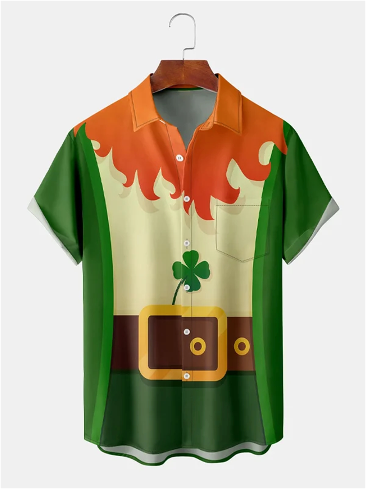 Men's Fun COS Clothing Trick Holiday Printed Pocket Shirt