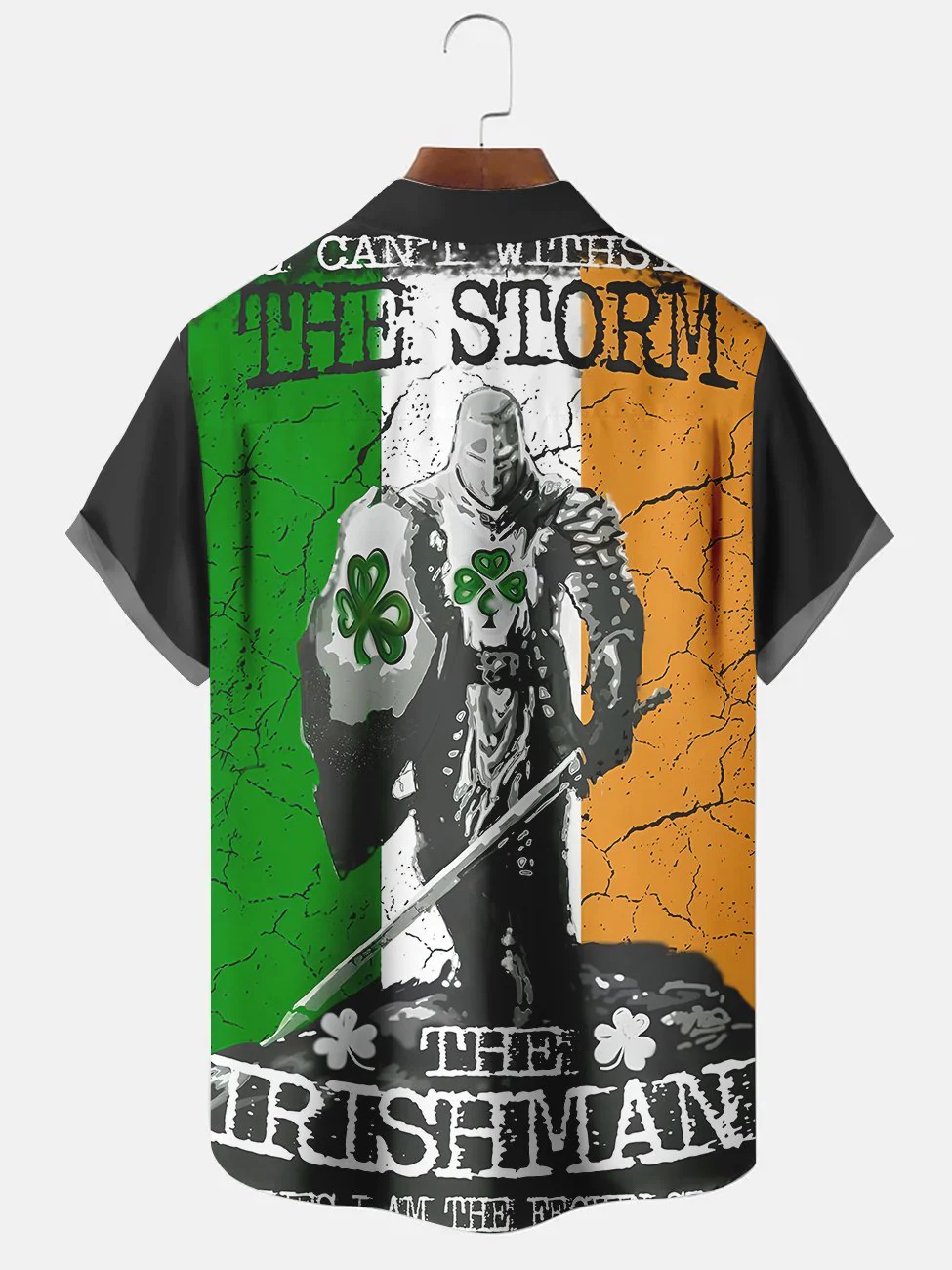 Men's St. Patrick's Day Three Leaf Soldier Print Casual Short Sleeve Pocket Shirt