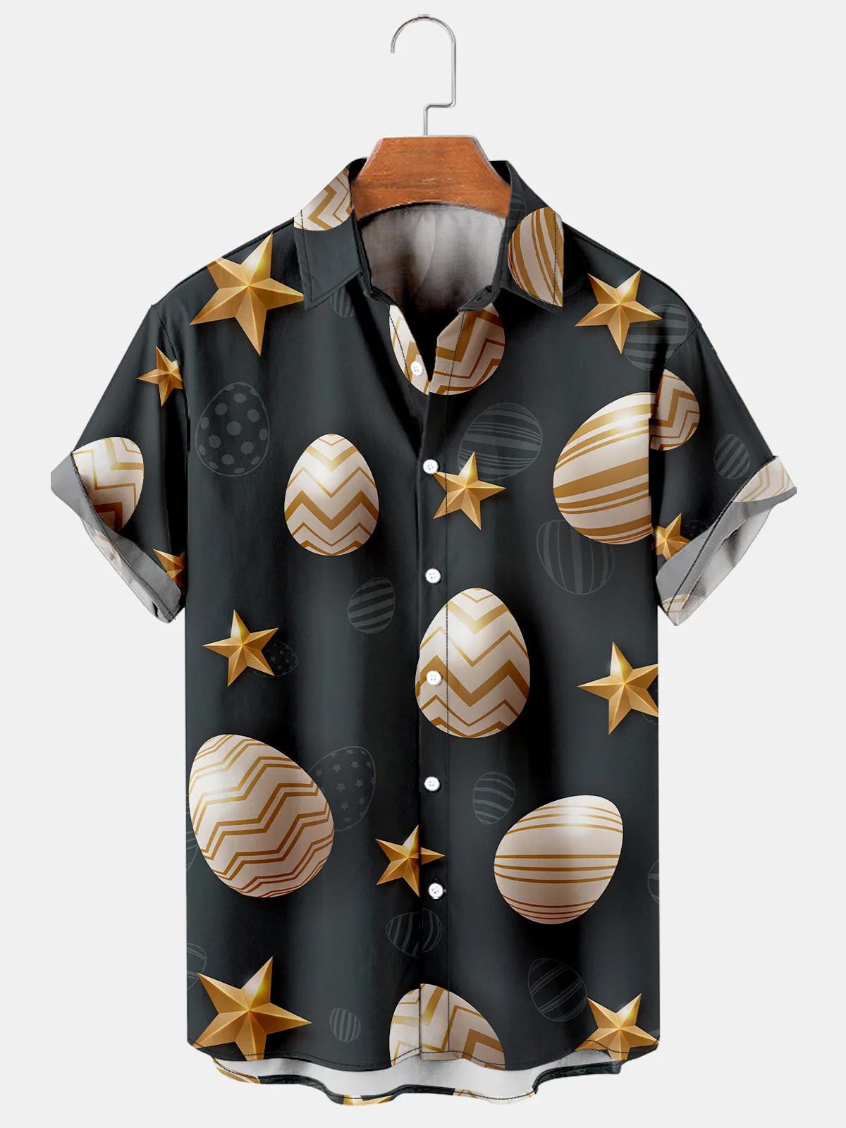 Men's Easter egg star printed holiday shirt