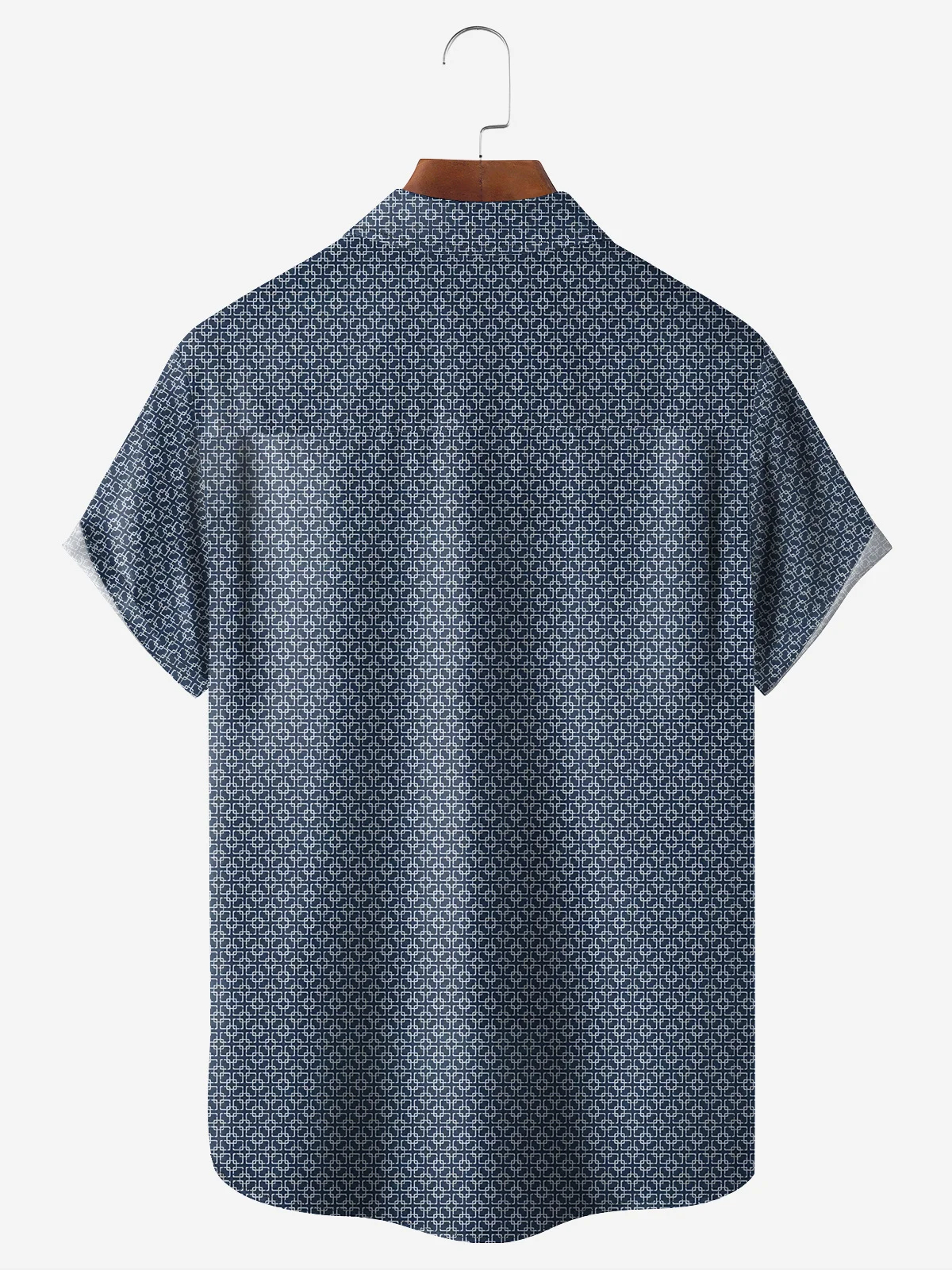 Men's casual geometric abstract pattern texture pocket short sleeved shirt