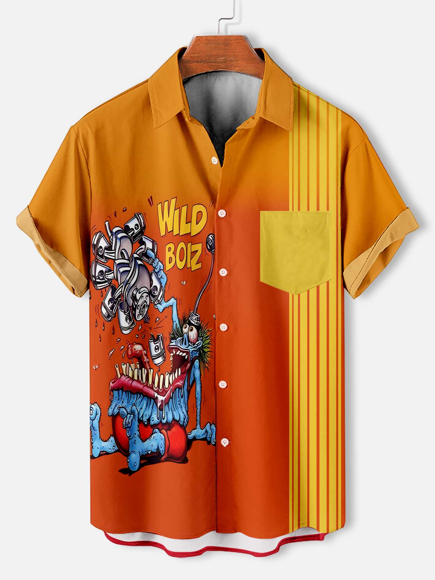 Men's Cartoon Car Graphic Short Sleeve Shirt