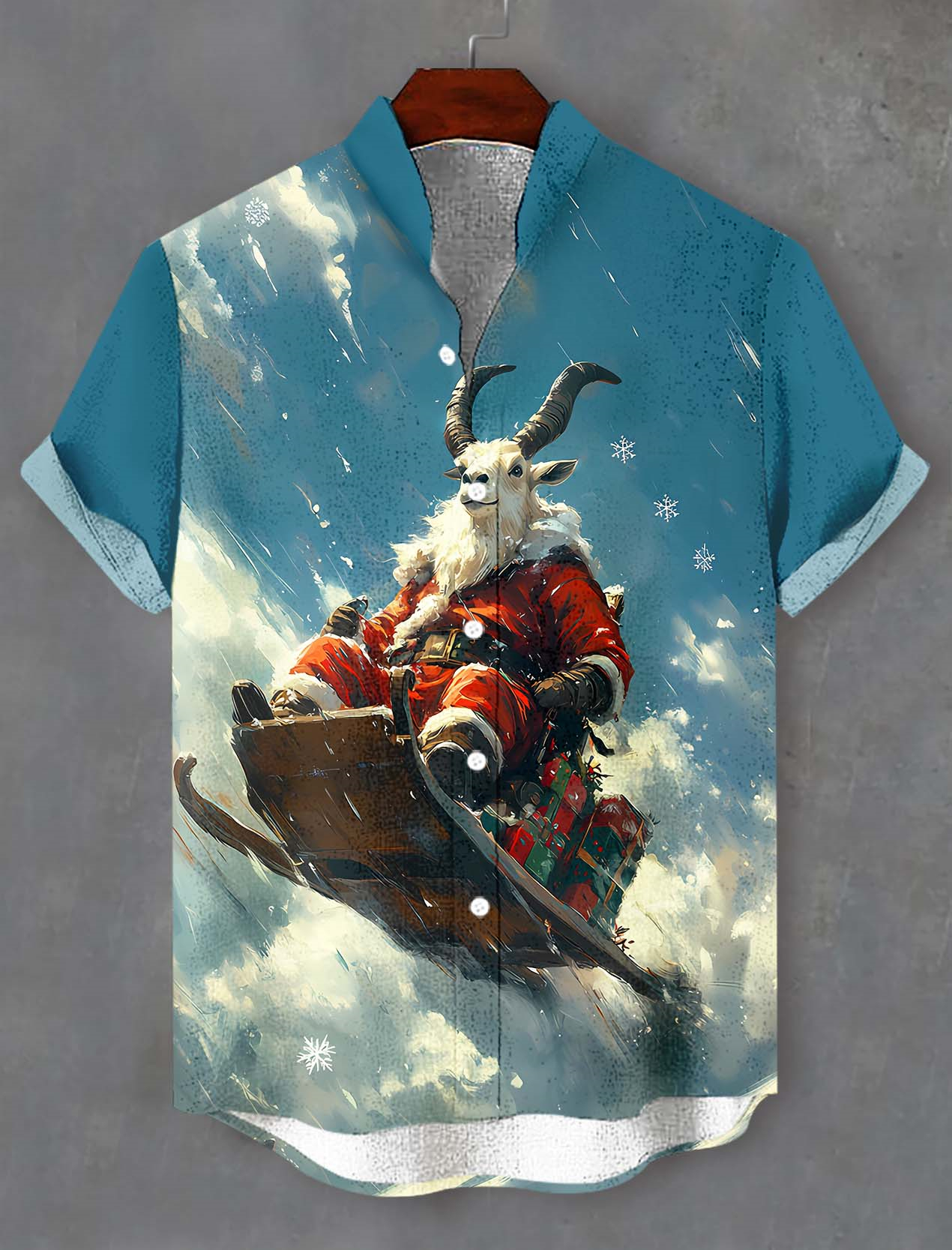 Men's Christmas Animal Graphic Short Sleeve Shirt