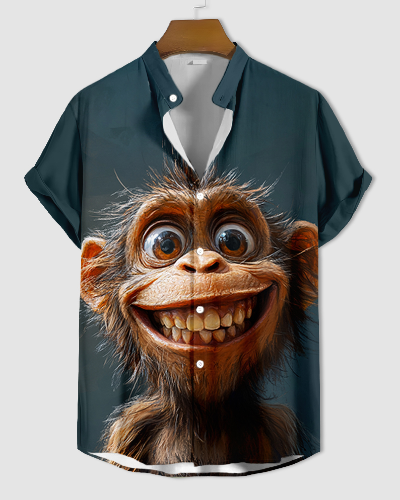 Men's Fun Cartoon Graphic Short Sleeve Shirt