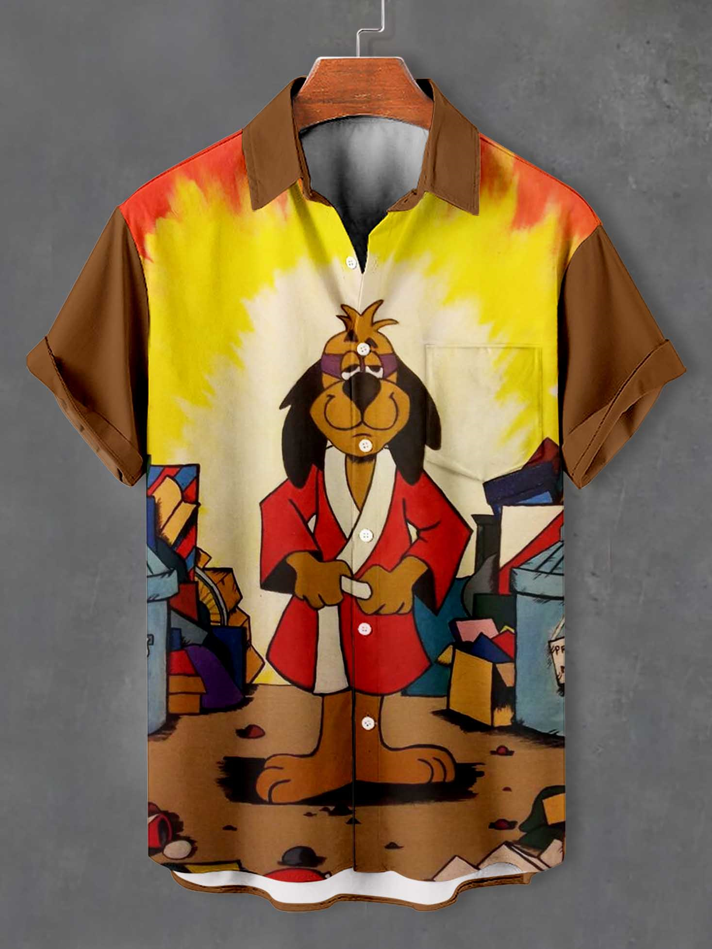 Men's Retro Anime Illustration Short Sleeve Shirt