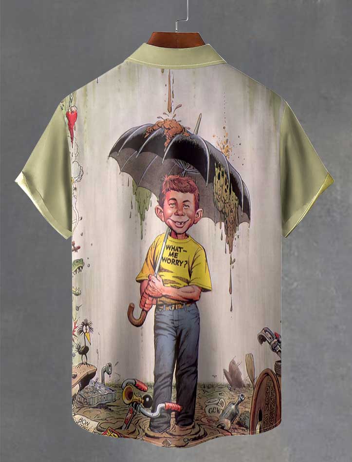 Men's Retro Anime Illustration Short Sleeve Shirt