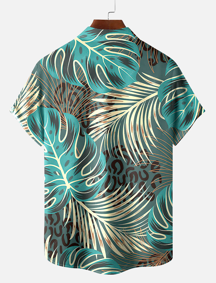 Men's Dark Hawaiian Everyday Casual Sleeve Short Shirt