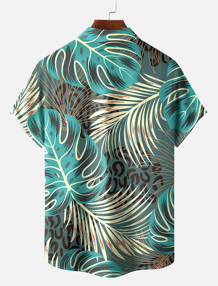 Men's Dark Hawaiian Everyday Casual Sleeve Short Shirt