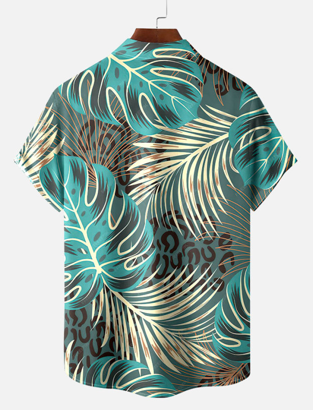 Men's Dark Hawaiian Everyday Casual Sleeve Short Shirt