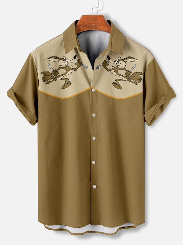 Men's Retro Art Cartoon Graphic Short Sleeve Shirt