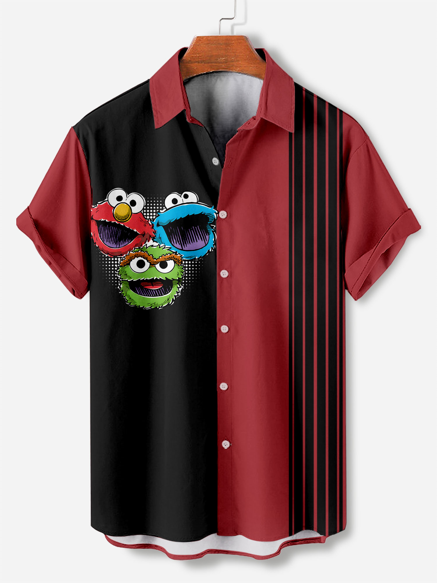 Men's Retro Cartoon Sesame Street Graphic Short Sleeve Shirt