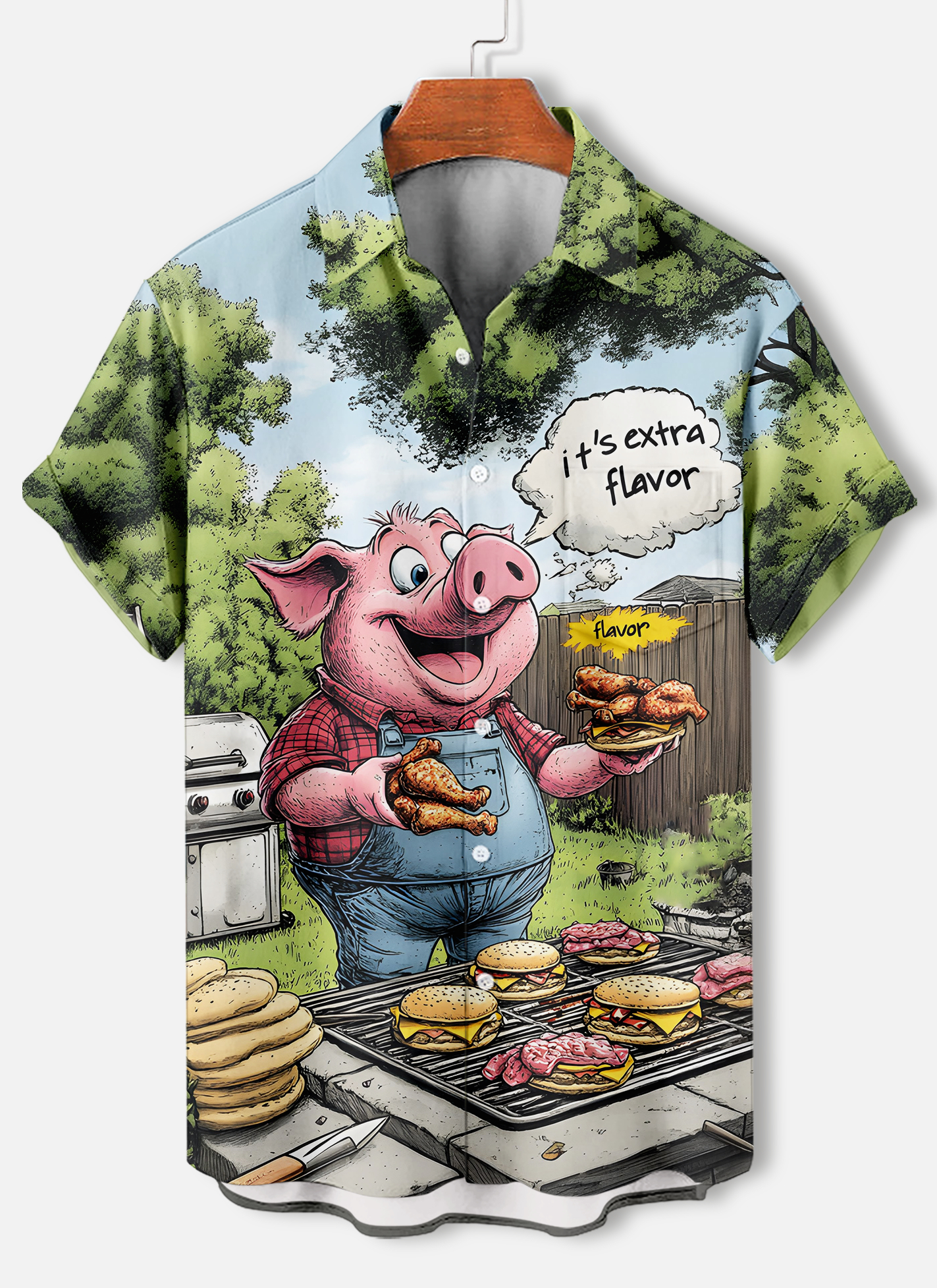 Men's funny cartoon animal slogan graphic short sleeve shirt