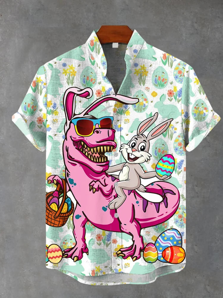 Men's Easter Print Short Sleeve Shirt