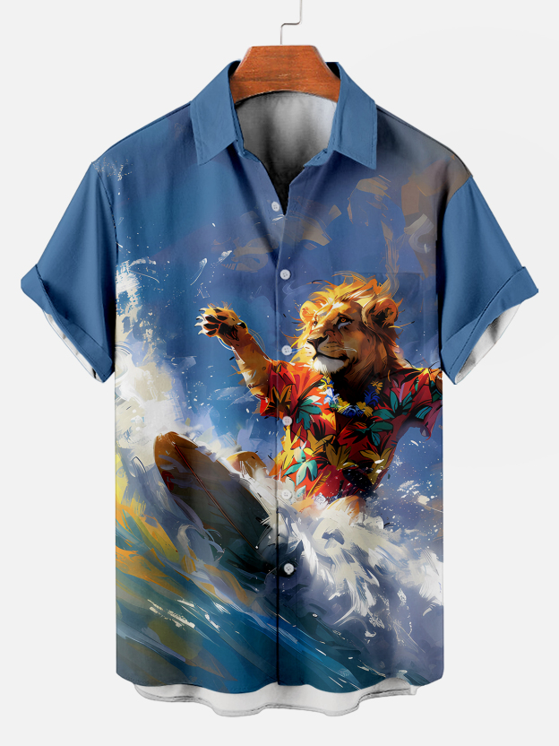 Retro Animal Motion Graphic Short Sleeve Shirt