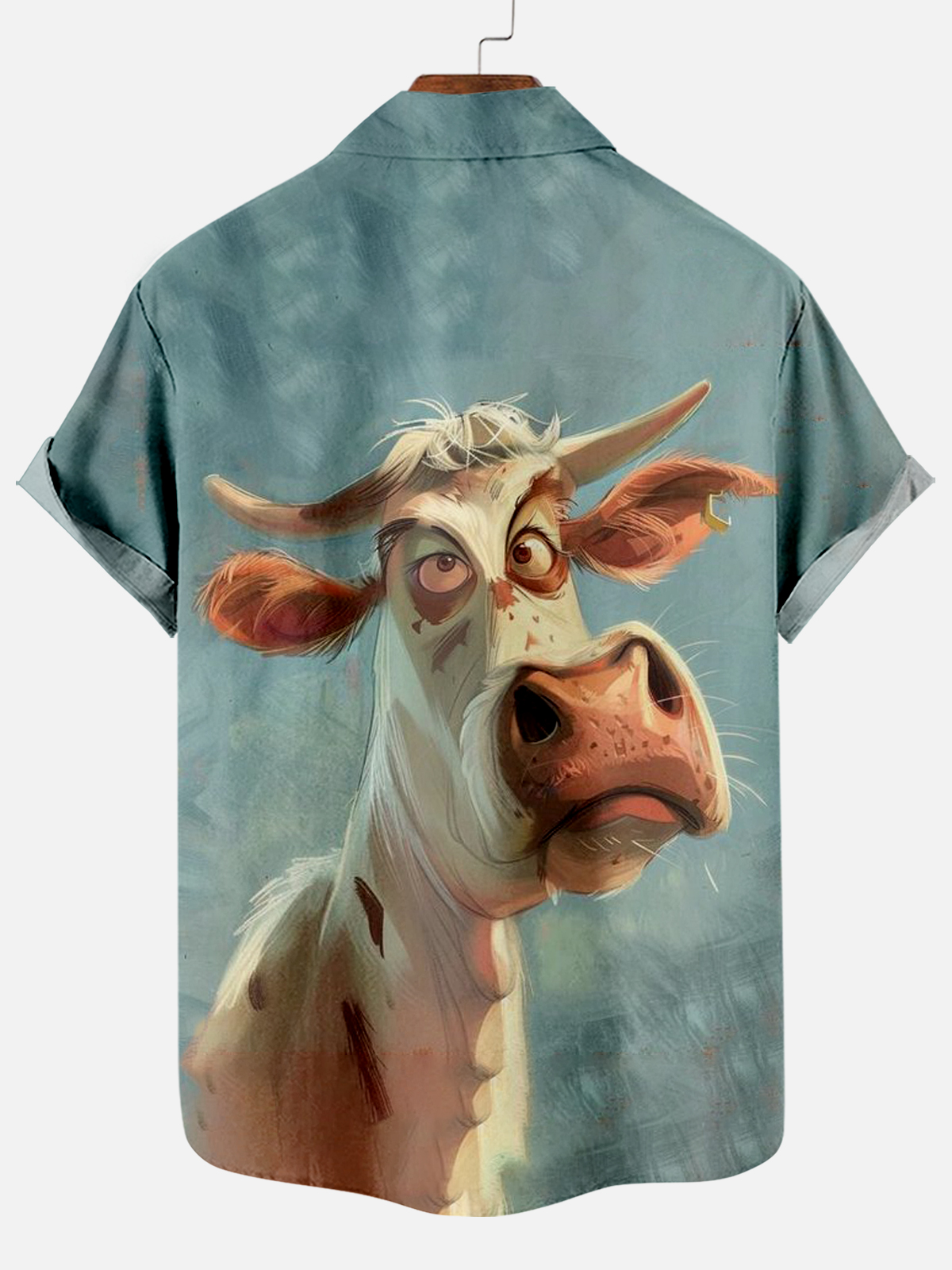 Retro Funny Cow Animal Short Sleeve Shirt
