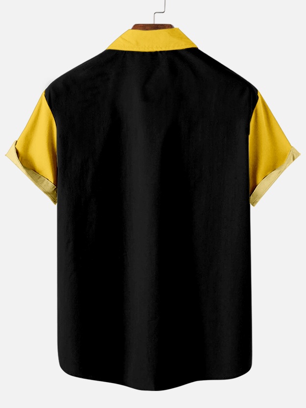 Men's Fun Slogan Graphic Contrast Short Sleeve Shirt