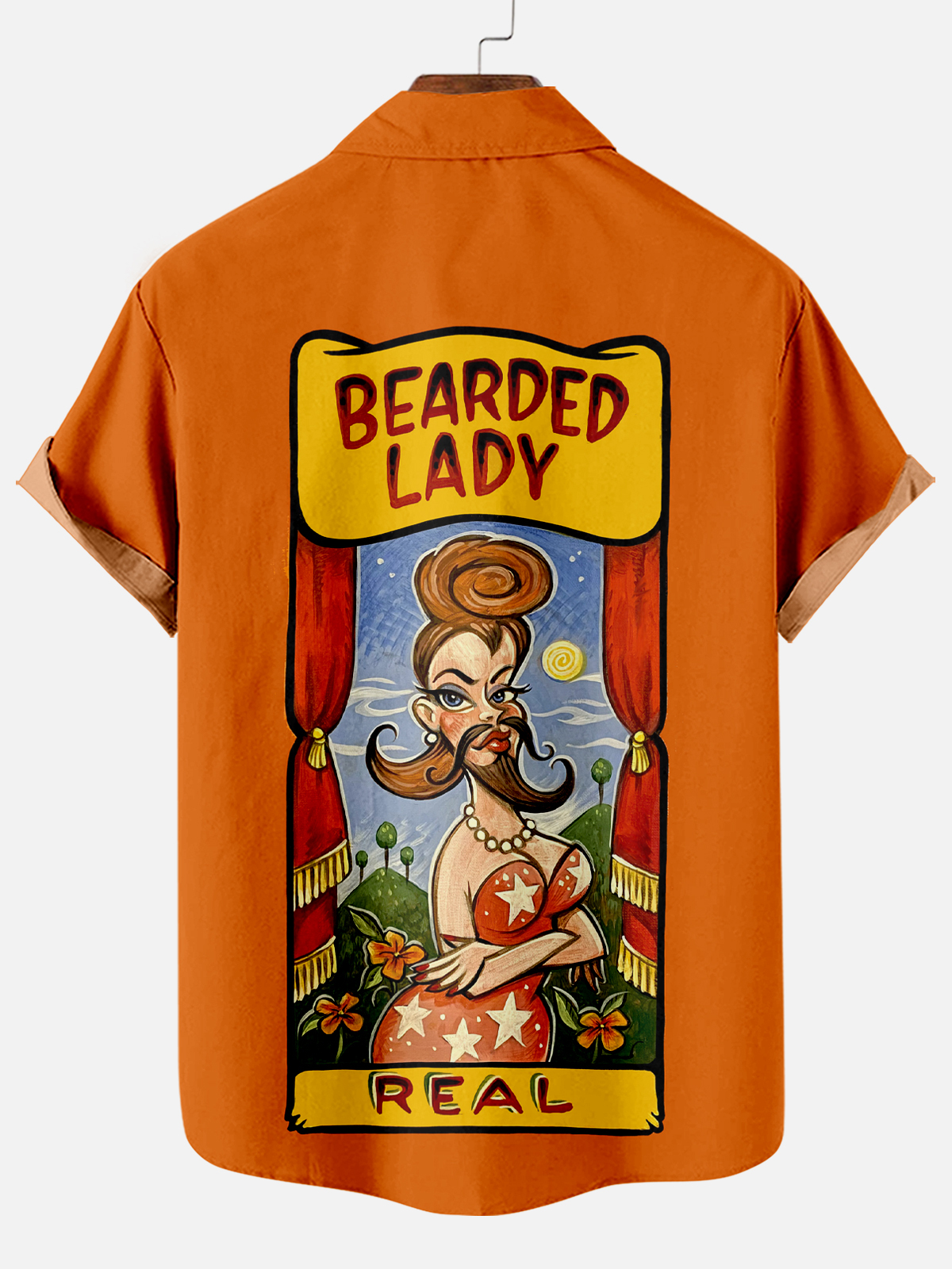 Men's Vintage Circus Pattern Casual Short Sleeve Shirt