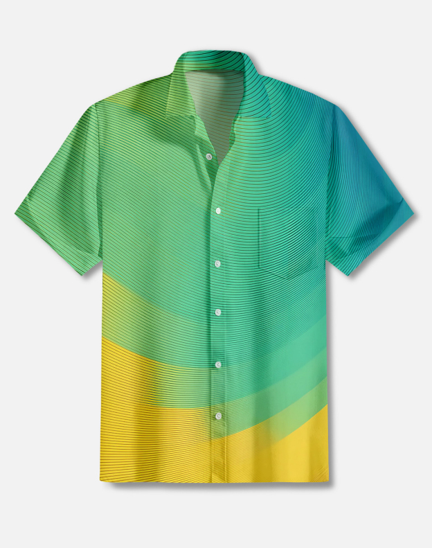 Men's Casual Contrast Color Short Sleeve Shirt