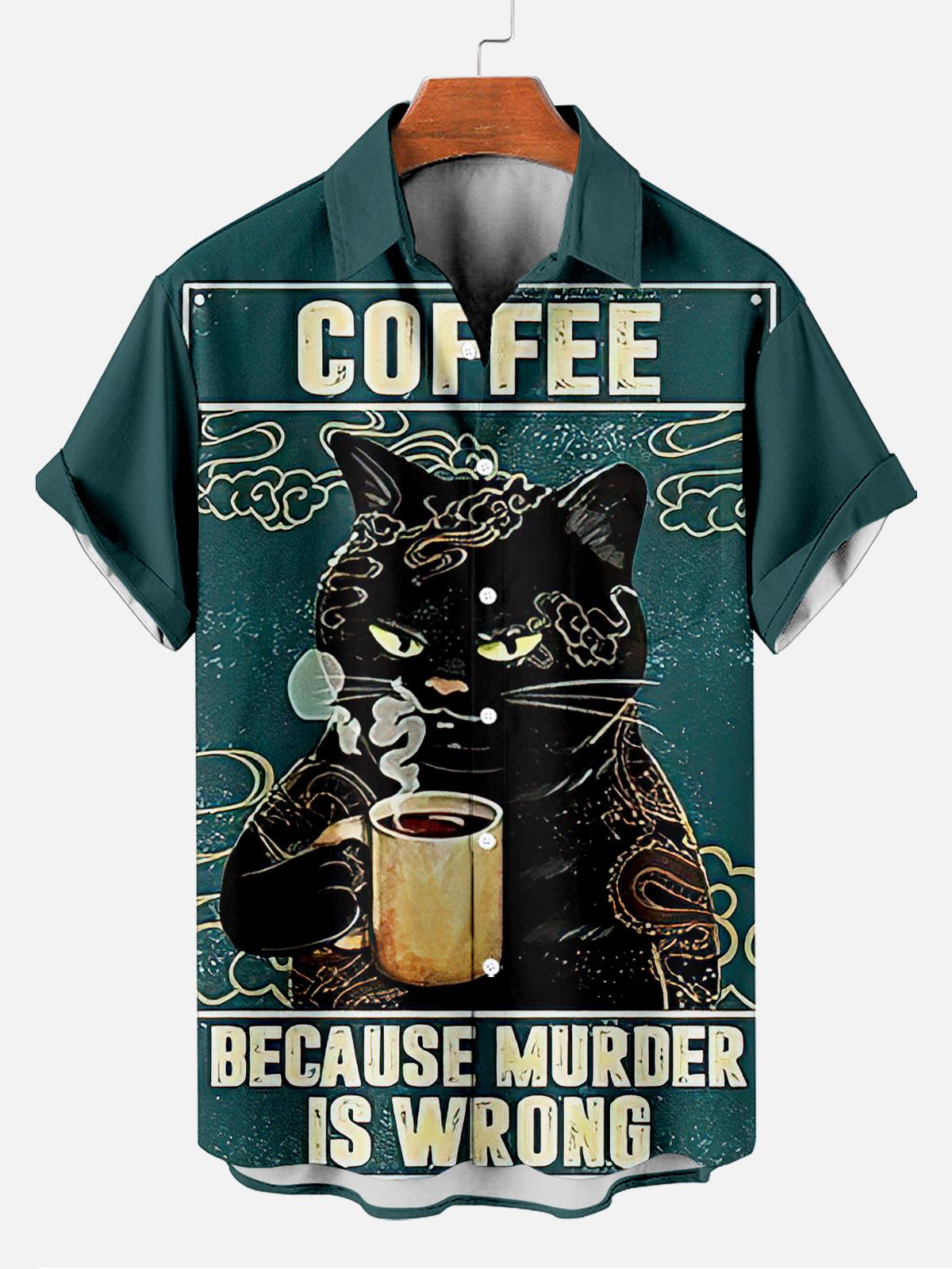 Reggae music skull pattern vacation casual short sleeved shirt