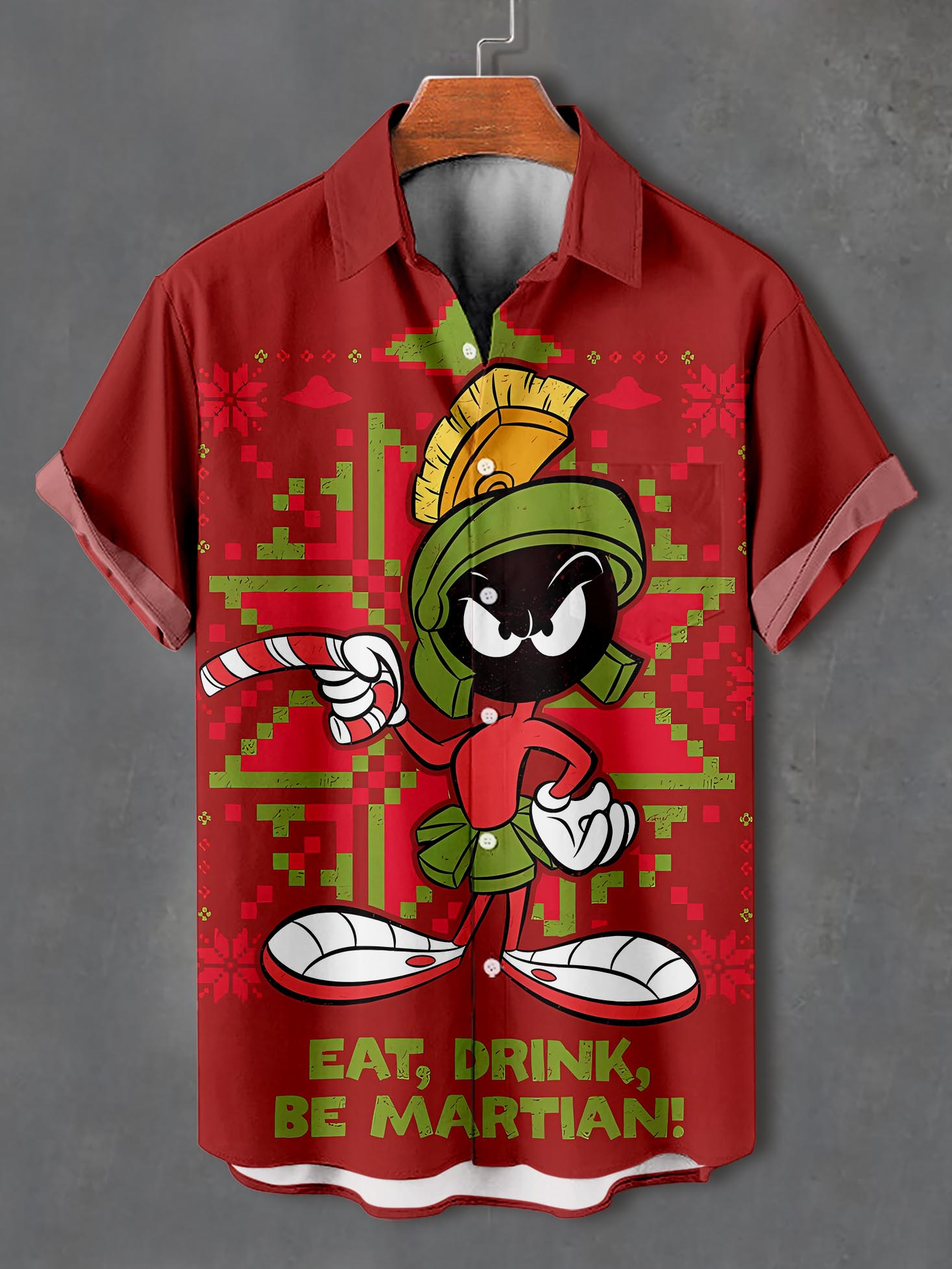 Men's Christmas Cartoon Graphic Short Sleeve Shirt