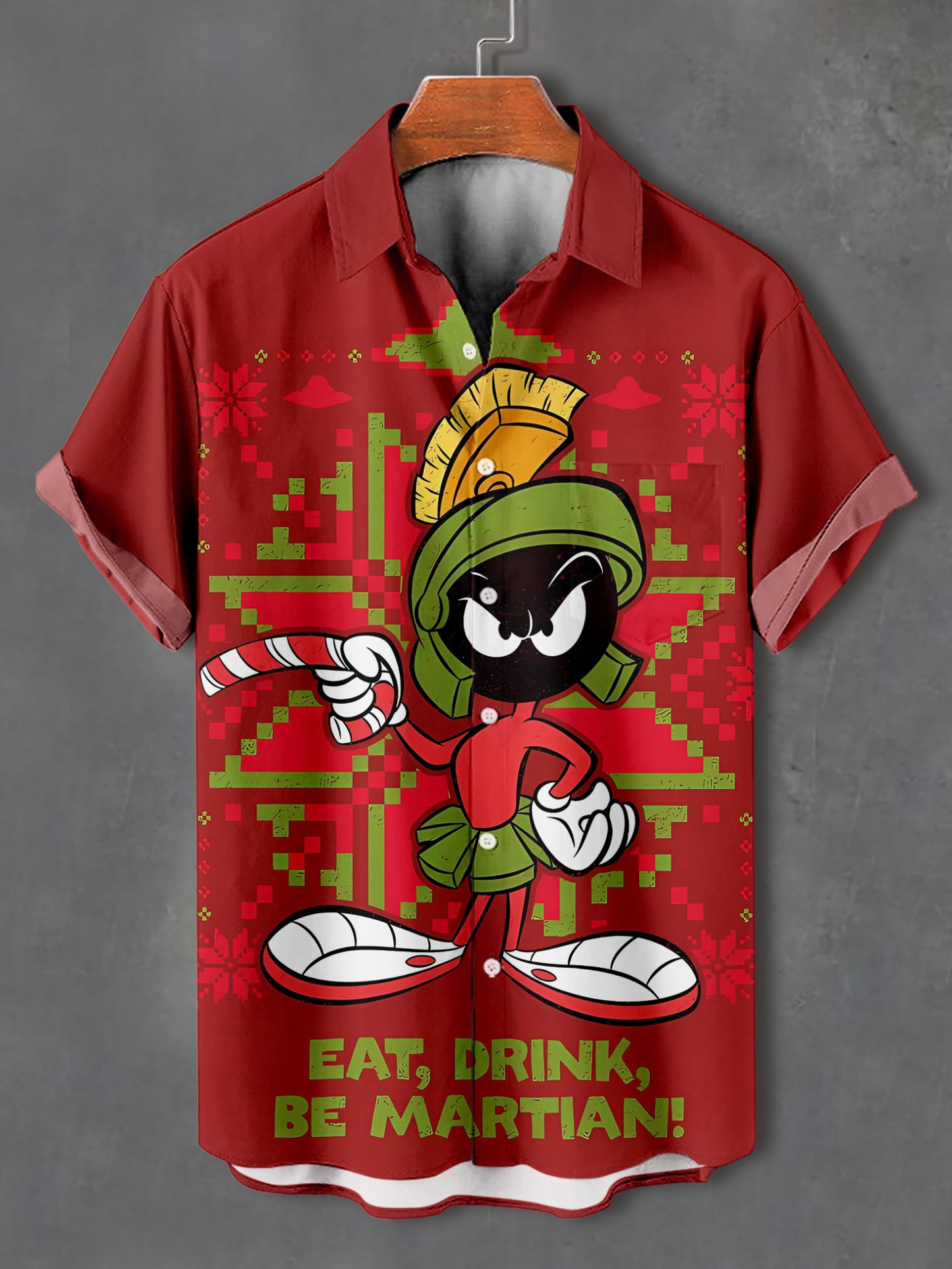 Men's Christmas Cartoon Graphic Short Sleeve Shirt