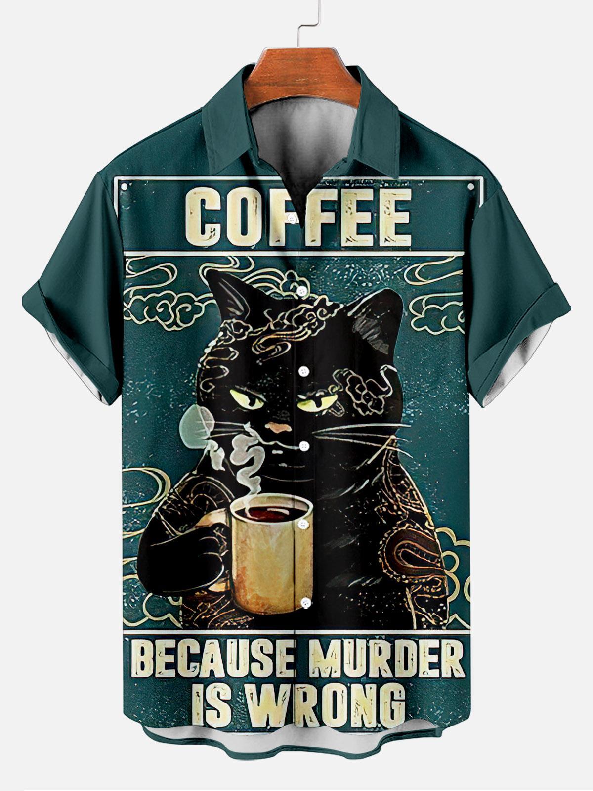 Reggae music skull pattern vacation casual short sleeved shirt