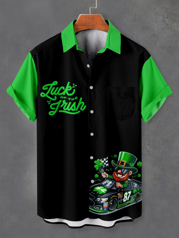 Men's Casual St. Patrick's Day Graphic Short Sleeve Shirt