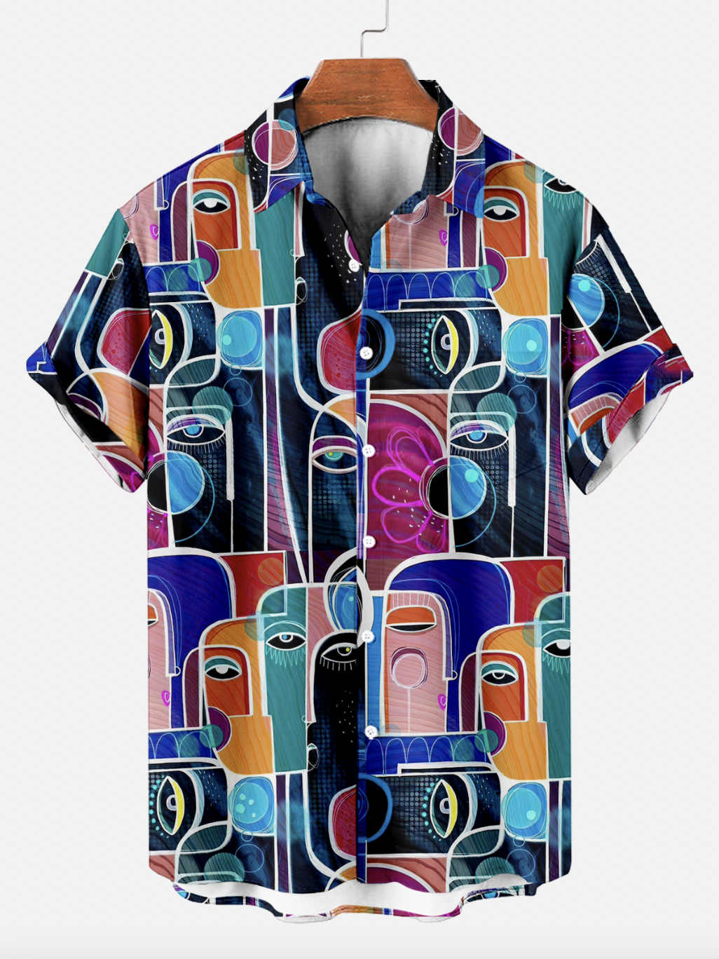 Reggae music skull pattern vacation casual short sleeved shirt