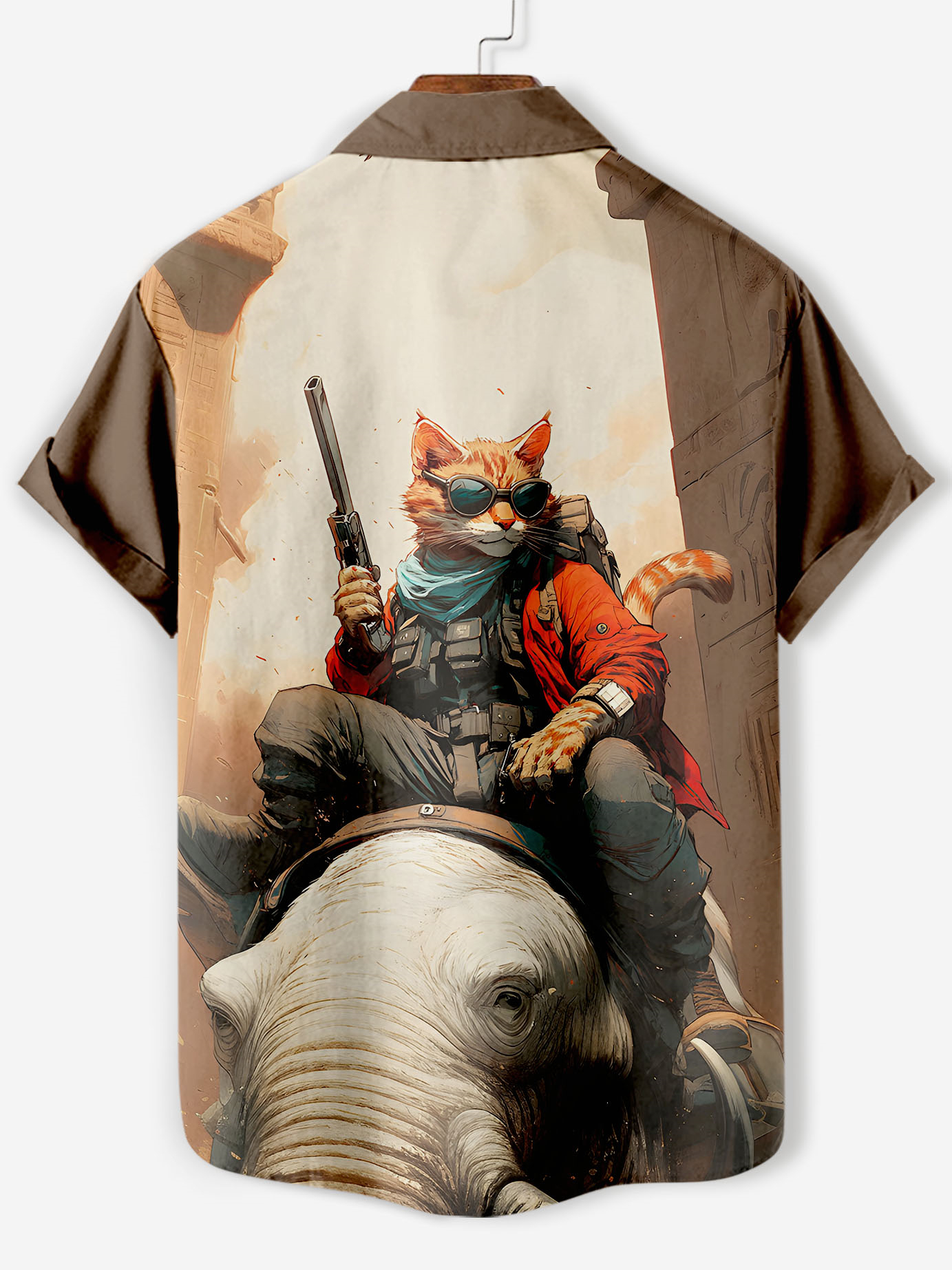 Men's Retro Cartoon Anime Cat Theme Short Sleeve Shirt