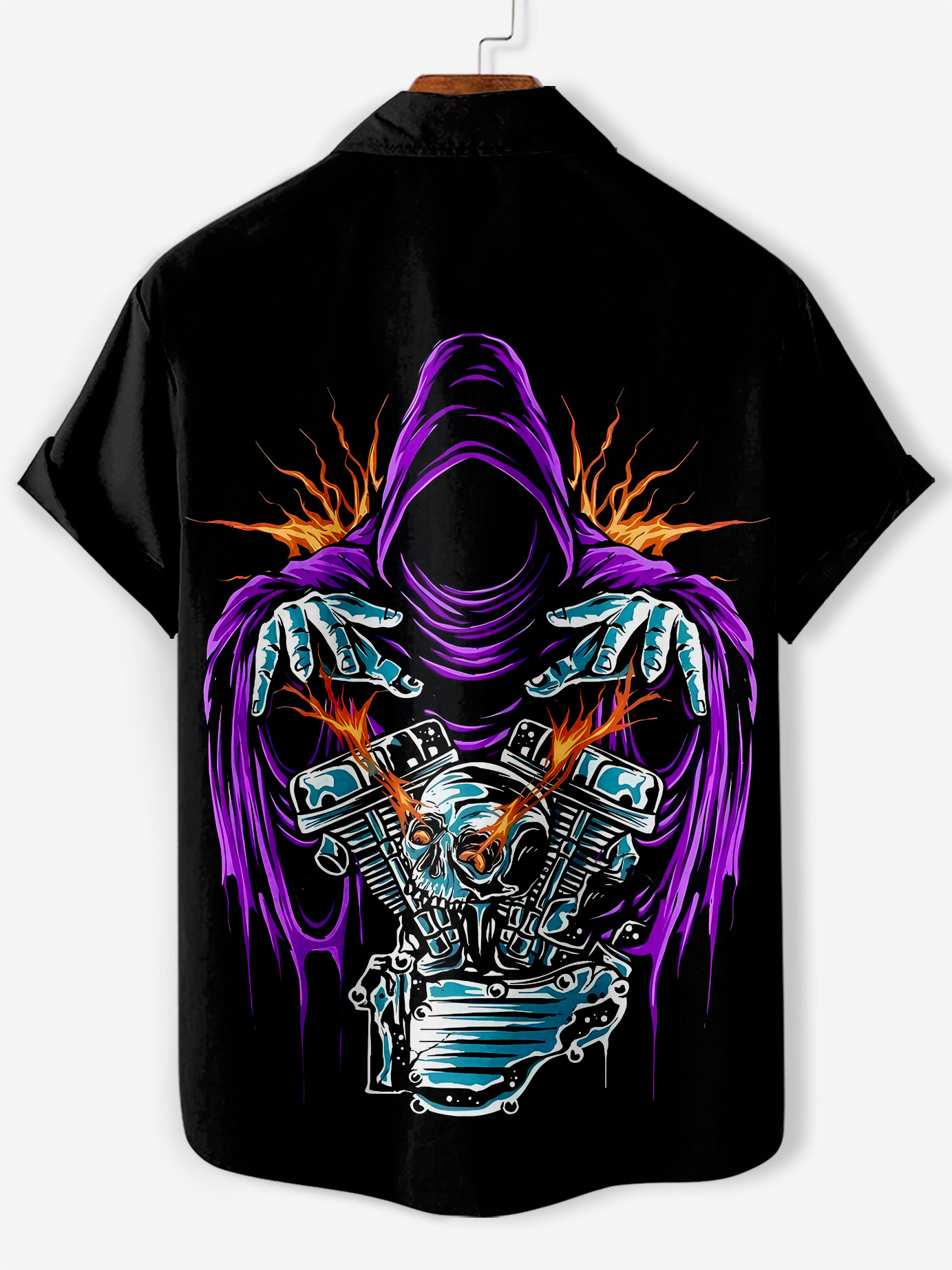 Men's cartoon racing stripe element short-sleeved shirt