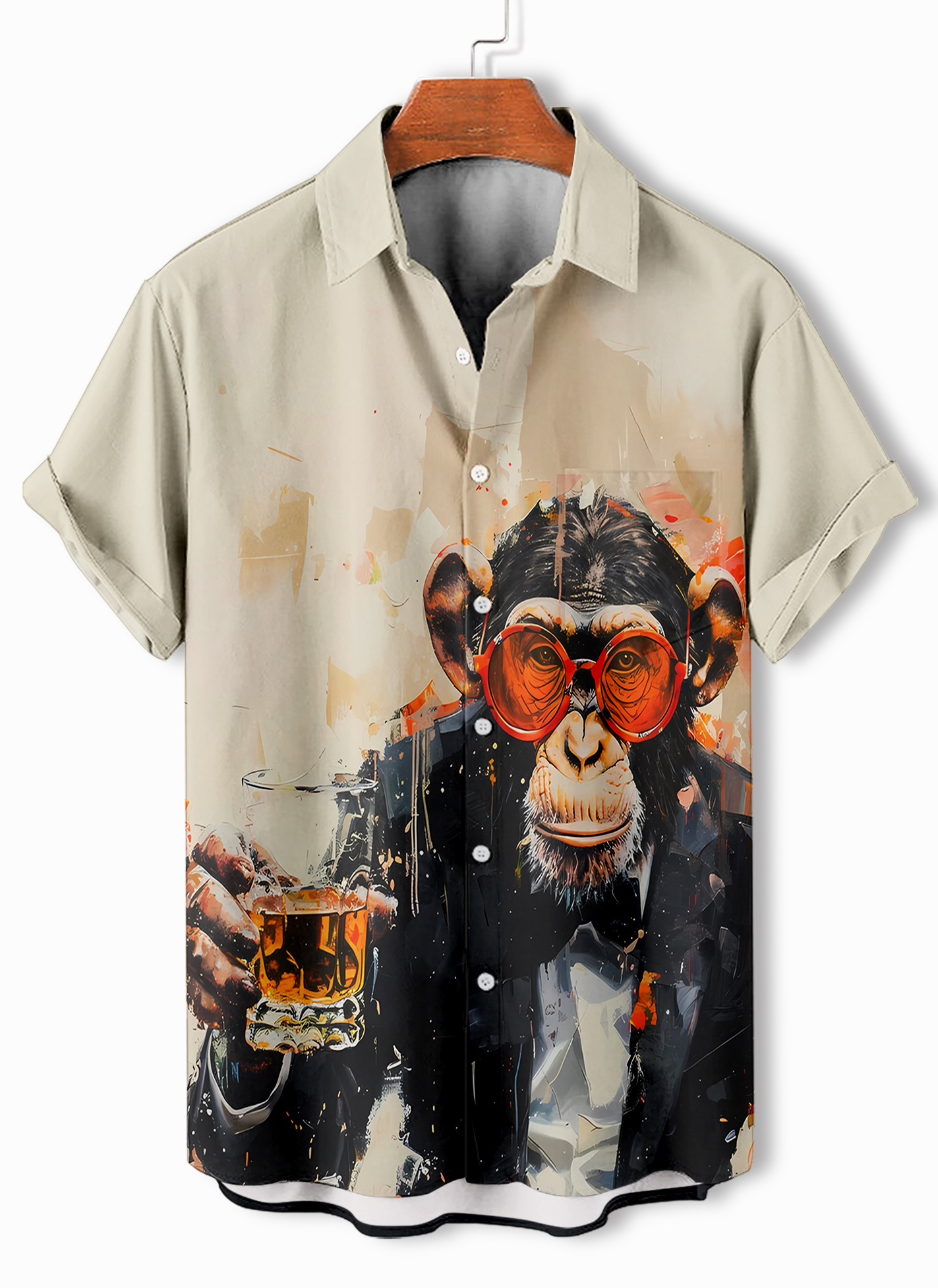 Men's Retro Fun Animal Orangutan Graphic Short Sleeve Shirt