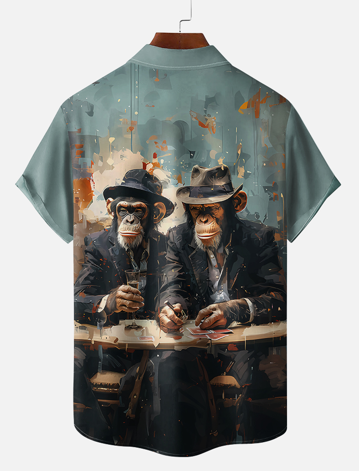 Retro Fashion Animal Print Short Sleeve Shirt