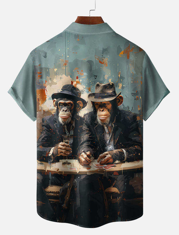 Retro Fashion Animal Print Short Sleeve Shirt