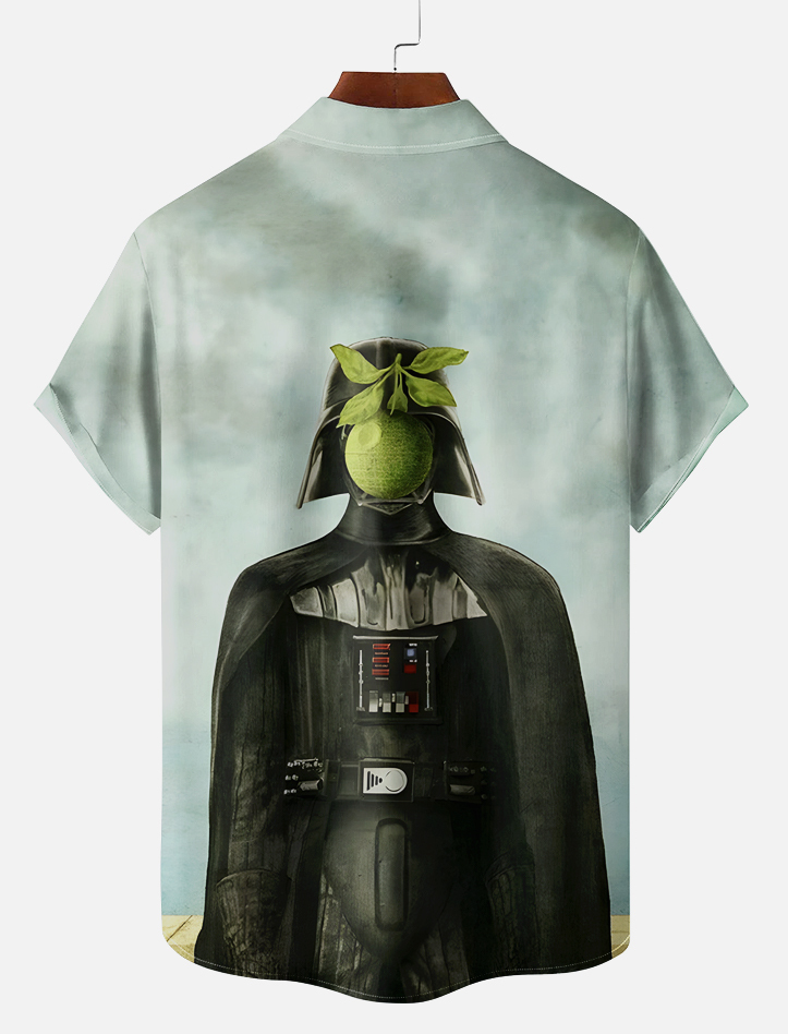 Men's retro illustration short sleeve shirt