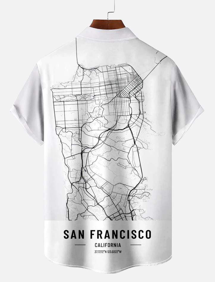 Men's Map Graphic Short Sleeve Shirt