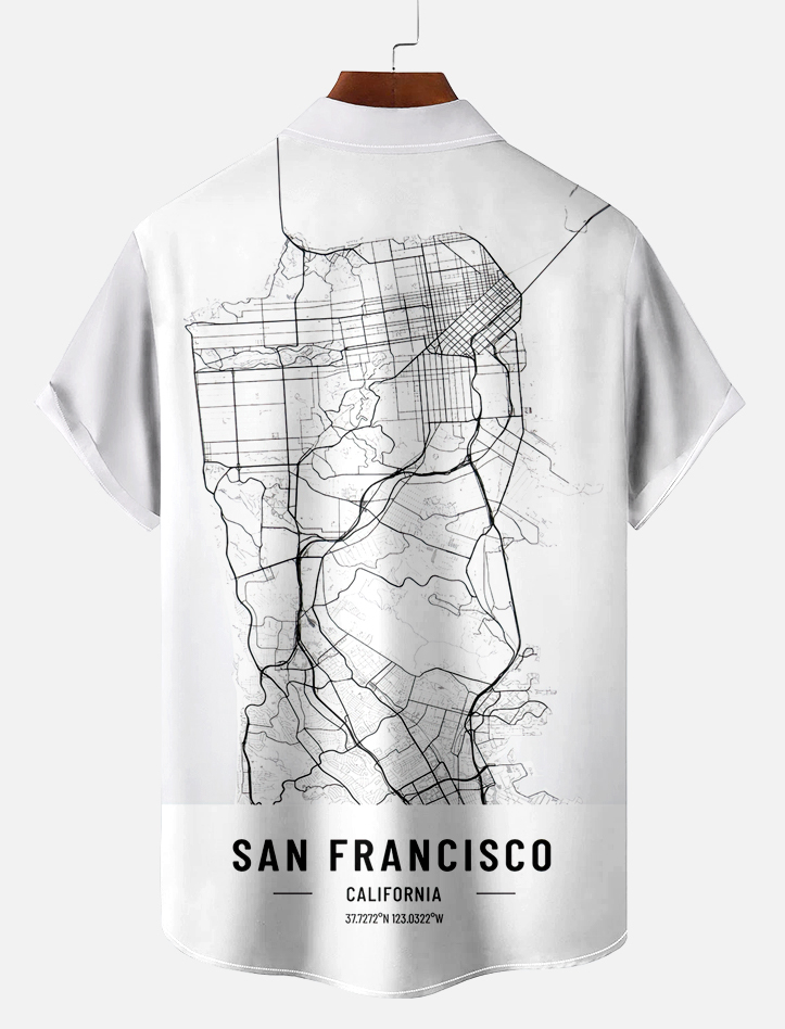 Men's Map Graphic Short Sleeve Shirt