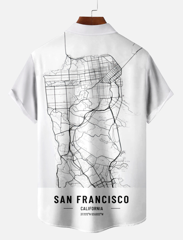 Men's Map Graphic Short Sleeve Shirt