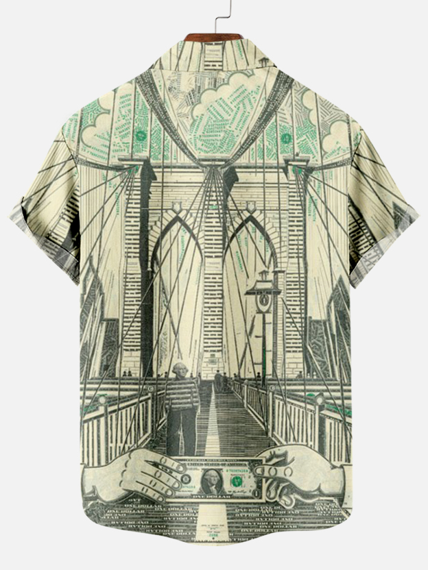 Men's Dollar Pattern Art Short Sleeve Shirt