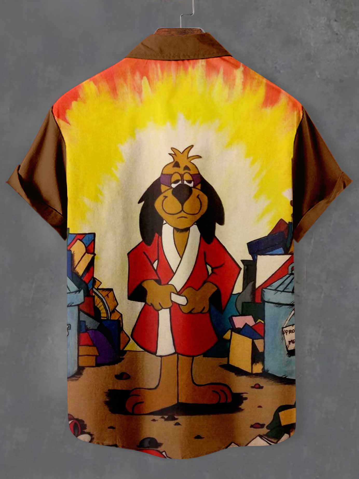 Men's Retro Anime Illustration Short Sleeve Shirt